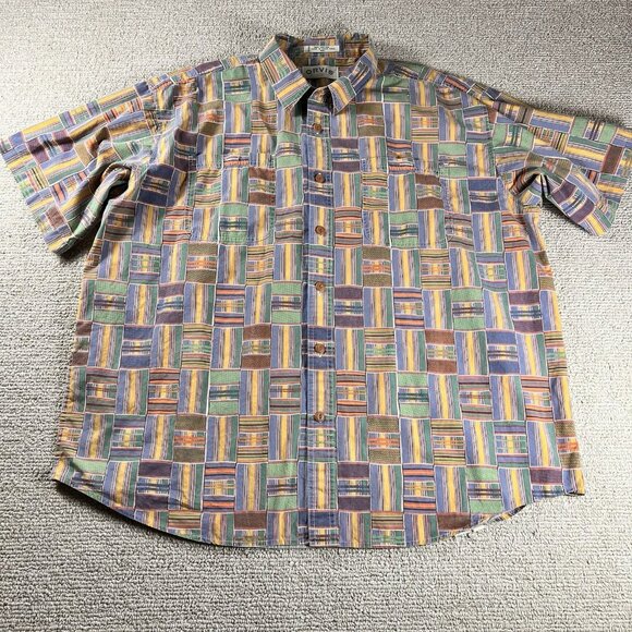 Orvis Patchwork Short Sleeve Button Up Shirt Multicolor Men's Size XXL - Picture 1 of 7